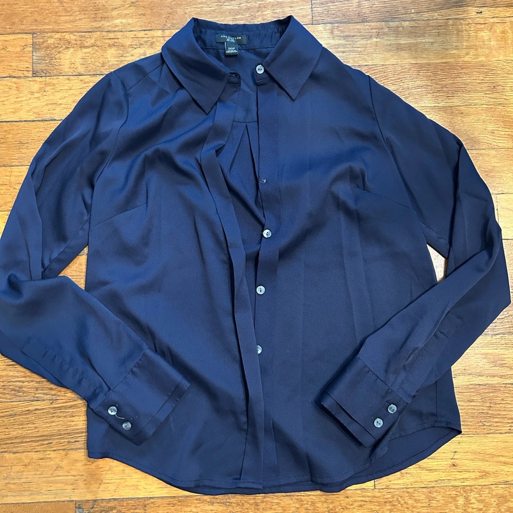 Ann Taylor Navy Blue Blouse